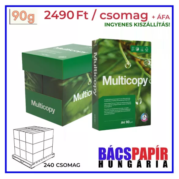 1 RAKLAP (240 csomag) FÉNYMÁSOLÓPAPÍR MULTICOPY A/4 90 gr 500 ív/csomag