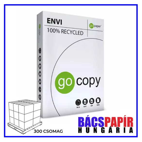 1 RAKLAP (300 csomag) ÚJRAHASZNOSÍTOTT FÉNYMÁSOLÓPAPÍR Go Copy Envi A/4 80 gr 500 ív/csomag