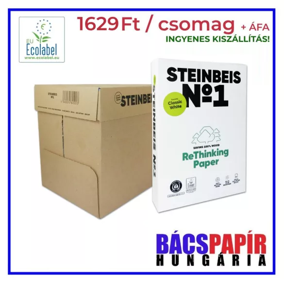 ÚJRAHASZNOSÍTOTT FÉNYMÁSOLÓPAPÍR - STEINBEIS NO 1. A/4 80 gr 500 ív/csomag