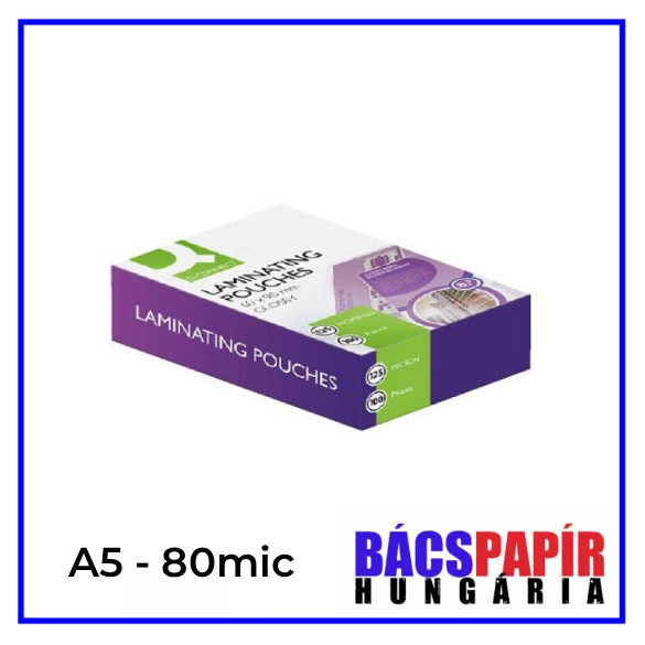 Q-CONNECT Lamináló fólia A5 80 mic - 100 lap fényes víztiszta