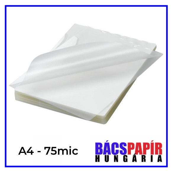 Lamináló fólia A4 75 mic - 100 lap fényes víztiszta