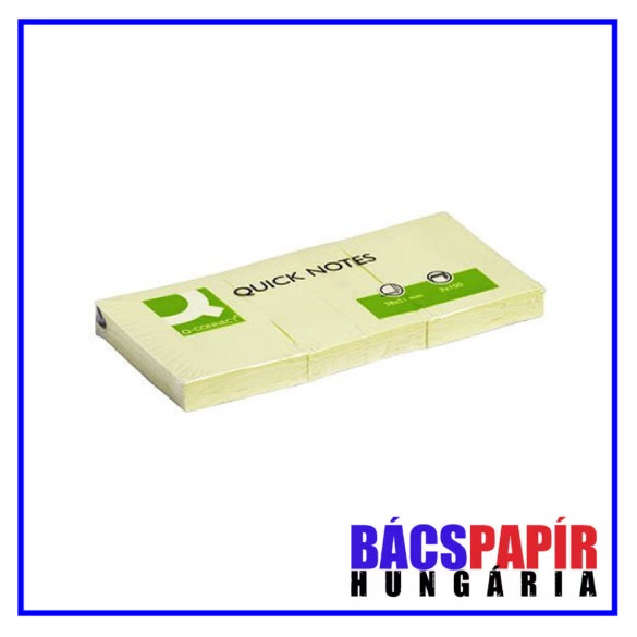 Q-CONNECT Öntapadó jegyzettömb 38x51mm - sárga 3x100 lap 