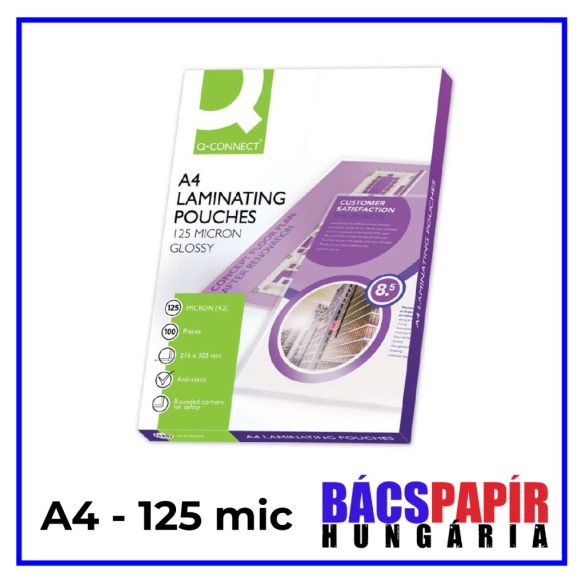 Q-CONNECT Lamináló fólia A4 125 mic - 100 lap fényes víztiszta