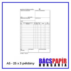   B.10-70/V/3 Szállítólevél A/5 - 3 példányos, álló, vegykezelt